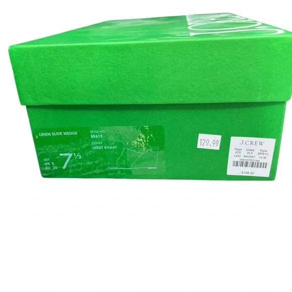 NWT J. Crew Light Khaki Linen Slide Wedge Size 7.5M - Picture 9 of 10